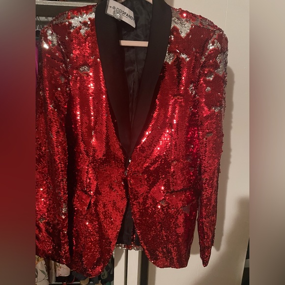 White and Black Two Toned Sequin Dinner Jacket Blazer ~ Sport coat main image 1